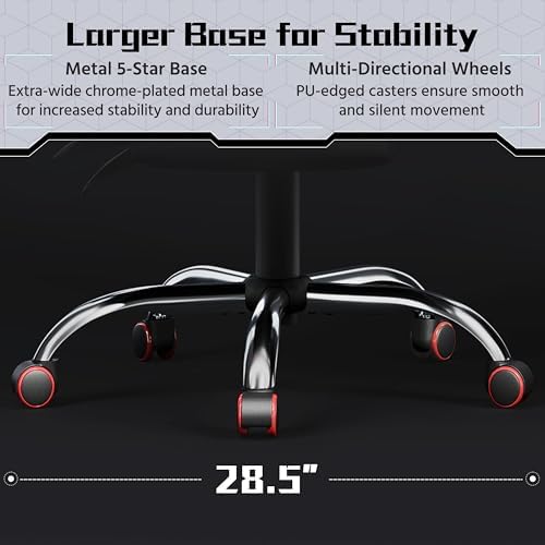Yaheetech Gaming Chair with Massage Lumbar Pillow High Back Reclining Red