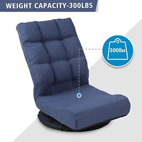 Swivel Floor Chair for Teens，Multipurpose Gaming Chair Rocker for TV, Reading, Playing Video Games Lumbar Support, Adjustable Foldable Backrest,Blue