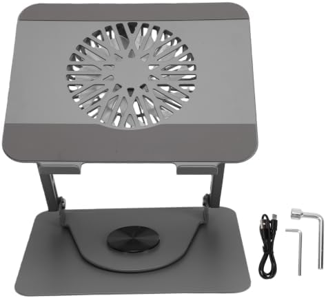 Dpofirs Laptop Stand with Integrated Fan, Stable Design (Gray)