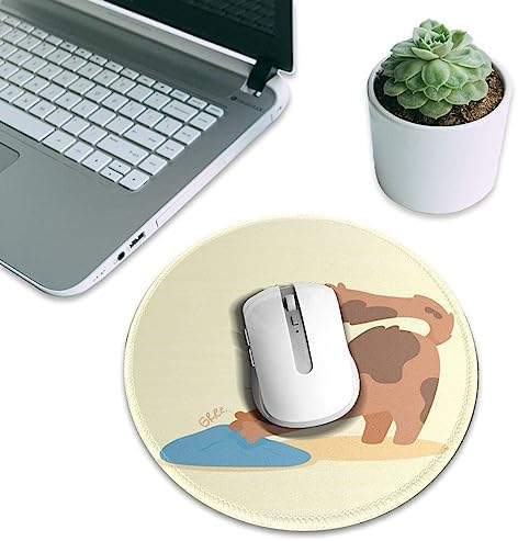 Cute cat Stretching cat Mouse pad Cute,Gaming Mouse pad Small Non-Slip Round Mouse Pads for Wireless Mouse,Laptop,Desk