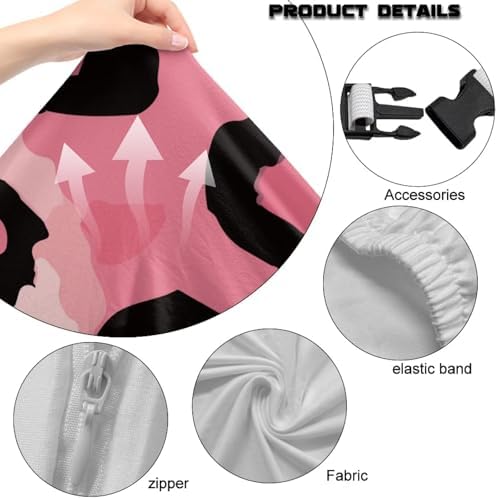Pink Leopard Print Gaming Chair Cover with Armrest Cover Easy to Install Zipper Design Slipcover Scratch Proof Universal Swivel Desk Chair Protector Washable 4 Pieces