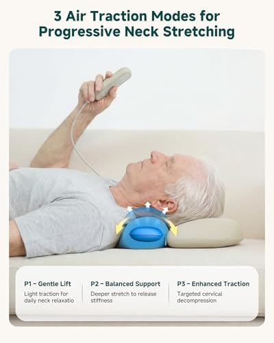 Snailax Neck Massager Pillow with Heat & Air Traction, Ergonomic Cervical