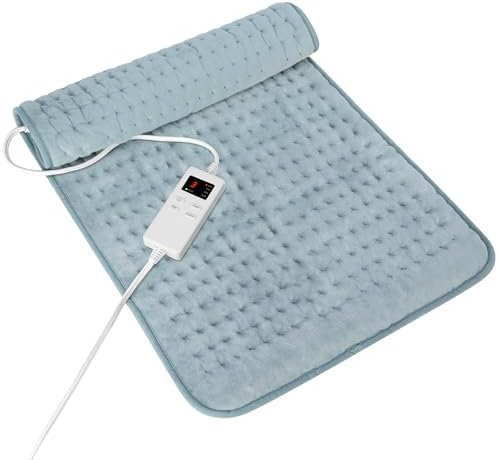 Heating Pad for Period Cramps, Heating Pad for Back/Neck/Shoulder Muscle Pain, 6 Heating&4 Timer Setting, Auto Shut Off, Dry/Moist Heat & Machine Washable, Gray Birthday Christma s Gifts for Women Mom