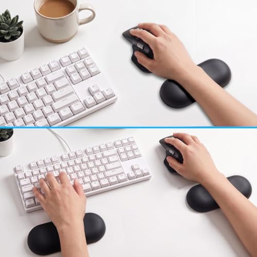 MXCOIRTP Ergonomic Silicone Mouse Wrist Rest, Extended Wrist Support Pad with Non-Slip Base, Soft Wrist Cushion for Pain Relief, Gaming Office Computer, Black