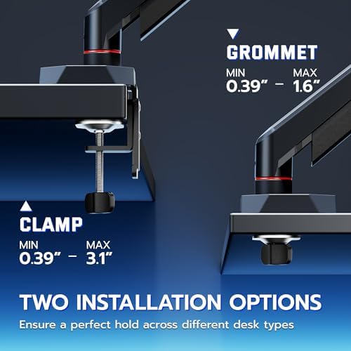 ARES WING 17-40 Inch Heavy Duty Single Monitor Arm with USB, Black