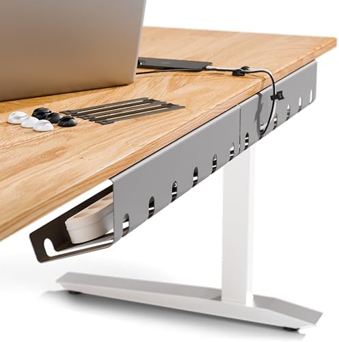 PAMO Cable Management Under Desk, Set of 3 - Grey/Silver