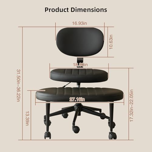 Cross Legged Office Chair, Swivel Meditation Desk Chair with Back Support