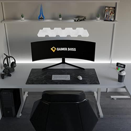 Gamer Boss - Gaming Mouse Pad - 48 x 24 Inches - 4mm Thick with Stitched Edges, Non-Slip Rubber Base, Premium Cloth Mousepad, Desk Mat for Laptop, Keyboard, Computer & PC (Mega, Topographic)