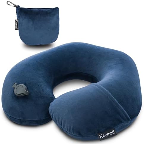 Keemall Inflatable Neck & Shoulder Travel Pillow for Airplane Naps