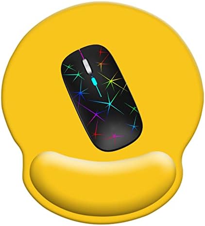 Wrist Rest Support Mouse Pad,Ergonomic Memory Foam Mouse Mat 9x10in Non-Slip Rubber Base Pain Relief Mousepad for Computer, Laptop(Yellow Foam)