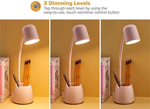 Bostitch Office LED2105-PNK Dimmable Lamp with Storage Cup, Three Brightness Levels, Touch Sensitive Dimmer, Energy-Efficient, Pink