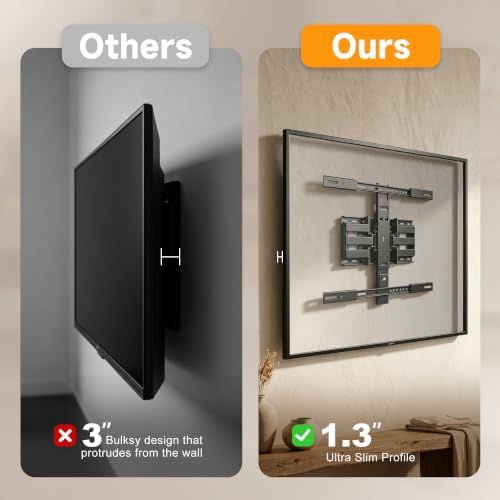 XINLEI 1.3" Ultra Slim Full Motion TV Wall Mount for 43"-90" Flat/Curved TV