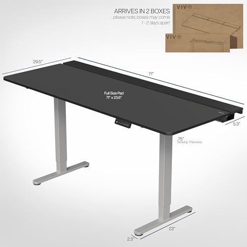 VIVO Black 71 x 30 in Standing Desk, DESK-KIT-E2G-P3B-71