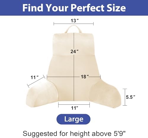 IPYNBAP Back Pillow for Bed Sitting up, Reading Pillow, 24 Inch, Beige