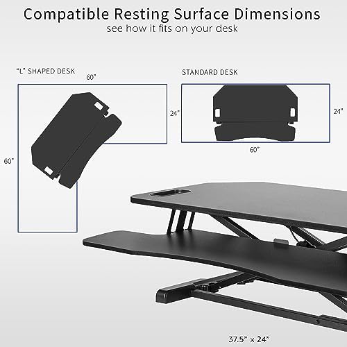 VIVO Black 38 in Corner Standing Desk Converter, DESK-V000KL
