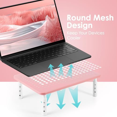 2 Pack Monitor Riser Desktop Stand Flat Screen TV Monitor Stand Pink