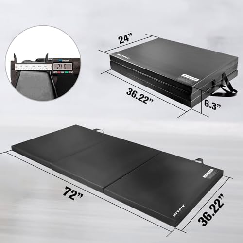RitFit Upgraded Folding Exercise Mat, 2 Inch Thick Gymnastics Mat