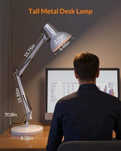 LEPOWER Metal Adjustable Desk Lamp with Clamp, Swing Arm for Home Office