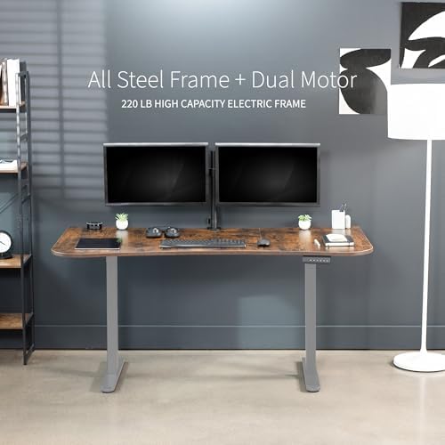 VIVO Rustic Vintage Brown 60 x 24 in Standing Desk, DESK-KIT-E2G1N