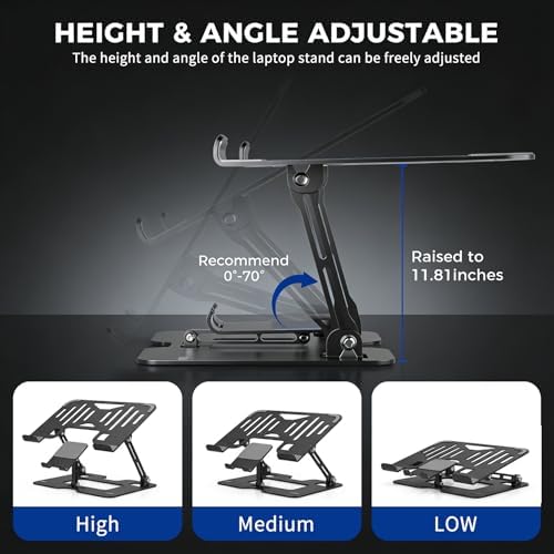 Ergonomic Foldable 2-in-1 Laptop Stand with Phone Holder