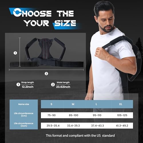 Posture Corrector for Men and Women, Adjustable Back Brace for Back, Neck and Shoulder Pain Relief, Back Support for Posture Improving Scoliosis, Hunchback, Hump, Thoracic, Spine Corrector (Medium)