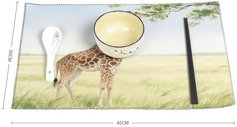 Placemats Placemats Set of 6 Giraffe Stretching Its Neck to Eat Leaves Placement Mats for Dining Table Place Mats Suitable for Personal Dining Tables Dinner Parties BBQ Weddings