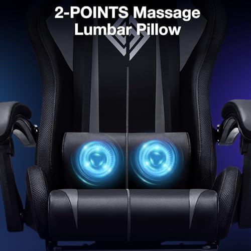 RGB Gaming Chair with LED Lights Massage Ergonomic Computer Chairs-Grey