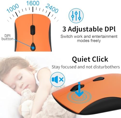 Slim Silent Full Size Wireless Keyboard Mouse Combo Orange