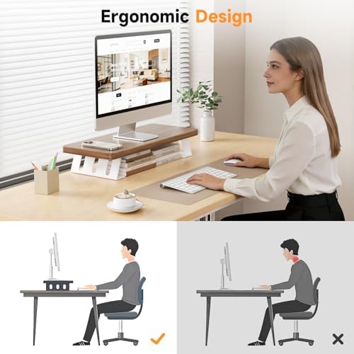 Monitor Stand Riser, 24 Inch Wood Desk Monitor Riser for Laptop/PC/Printer