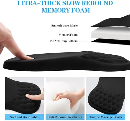 Ergonomic Mouse Pad with Wrist Rest Sloped Massage Design (Black)