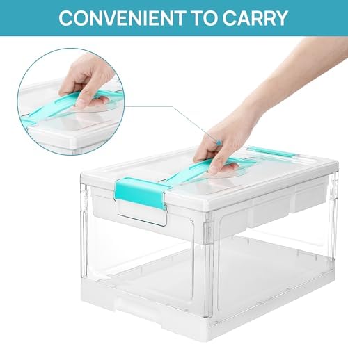 Vtopmart 24 QT Clear Plastic Craft Storage Box with Tray & Dividers, 2 Pack