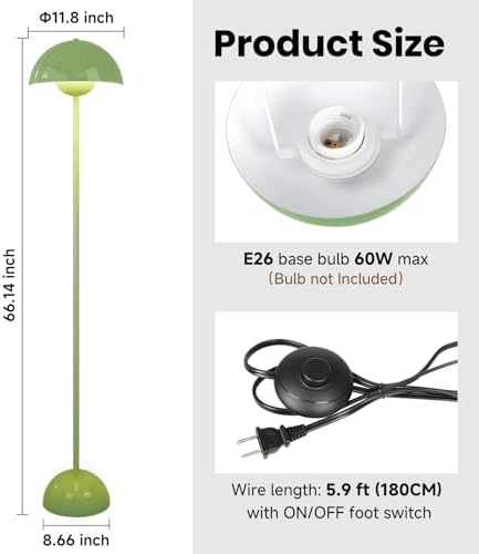 Coucrek Floor Lamp, 66'' Industrial Standing Lamp for Living Room