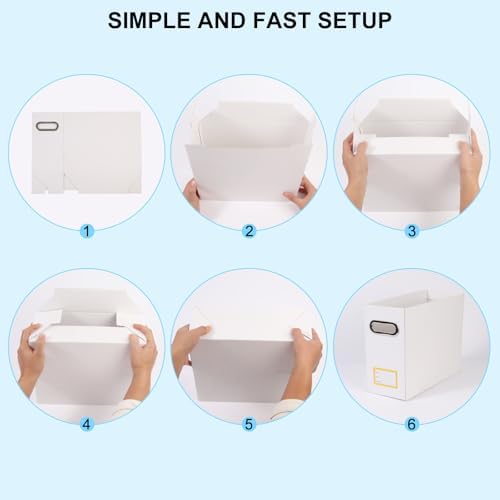 Collapsible File Organizer Box with Handle,12.20x5.11x9.84Inches, Filing Organizer for Home or Office, Small Portable File Box (1 Pack, White-Yellow)