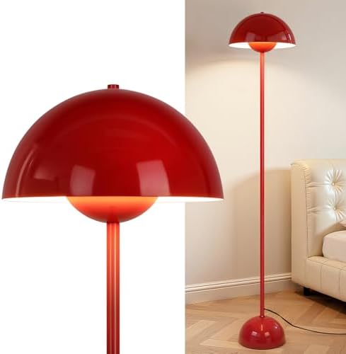 Coucrek Red Floor Lamp, 66'' Industrial Standing Lamp for Living Room
