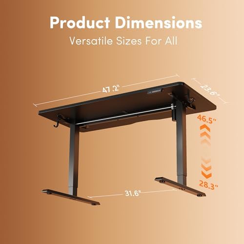 FEZIBO 48" Electric Standing Desk Height Adjustable Desk, Black