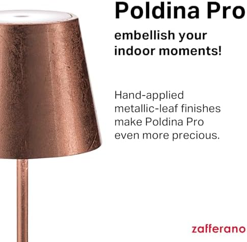 Zafferano, Poldina Pro, Rechargeable Cordless Lamp, Copper Leaf