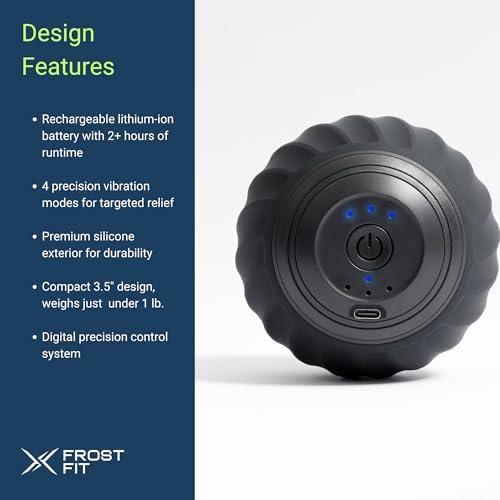 Frost Fit VibePro Pulse - Vibrating Massage Ball Massager - Deep Tissue Therapy Ball with 4 Speeds - Myofascial Release & Pain Relief