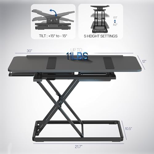 VIVO Black 30 inch Tilting Keyboard Height Adjustable Riser, Desk-TKR1