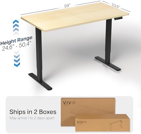 VIVO Light Wood 60 x 24 in Standing Desk, DESK-KIT-2B6C