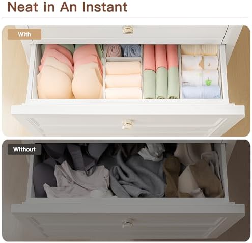 Criusia Drawer Organizer Clothes, 21 Pack Dresser Organizer for Baby Clothes, Underwear, Sock - Foldable Closet Organization and Storage Dividers Bins for Nursery, Bedroom (Oatmeal)
