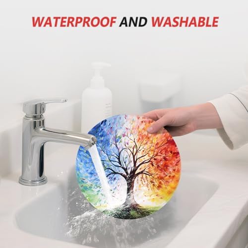ITNRSIIET Mouse Pad Non-Slip Rubber Base Smooth Surface Stitched Edges Waterproof Durable Compatible with All Mice for Office & Gaming, Desk Accessory, Diameter 8.7 inch, SeasonTree