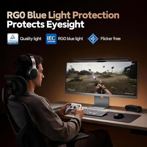 LYMAX Monitor Light Bar PRO+ with Sensor, Fit for Curved/Flat Monitors