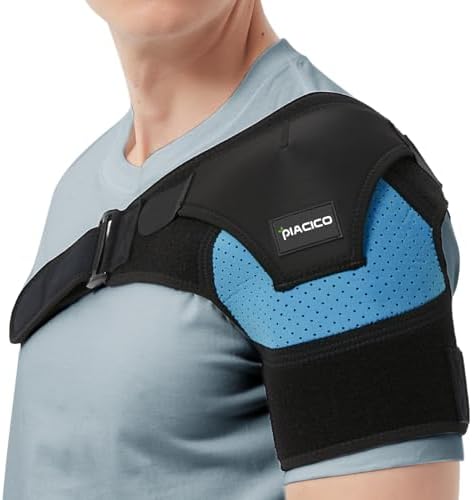Shoulder Brace - Comfortable Shoulder Support and Compression Sleeve for Torn Rotator Cuff, AC Joint Pain Relief - Arm Immobilizer Wrap, Dislocated Shoulder for Men & Women (Blue S-M)
