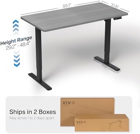 VIVO Dark Gray 55 x 28 in Standing Desk, DESK-KIT-1B55G