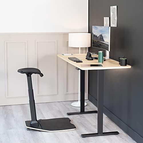 VIVO Black Ergonomic Leaning Perch Chair w/Anti-Fatigue Mat, CHAIR-S02M