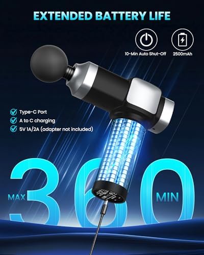 Massage Gun Deep Tissue, Portable Percussion Electric Muscle Massager for Pain Relief, Handheld Massagers with 30 Speeds & 6 Attachments for Back and Neck, Gifts for Men Women