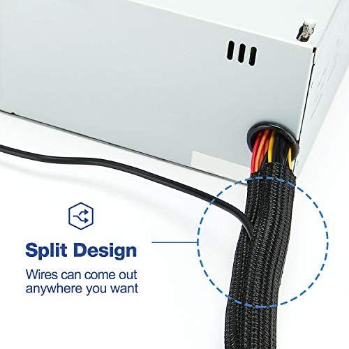 JOTO 26 Feet Cable Management Sleeve -Black