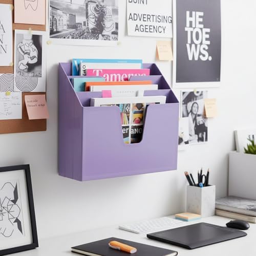 Acrimet Horizontal Triple File Folder Organizer Sorter, Letter Size, Purple
