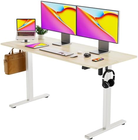 Our Modern Space Height Adjustable 40" Electric Standing Desk - Upgraded Ultra Durable Home Office Large Rectangular Computer Table or Laptop Sit Stand Workstation - 40 x 24 Inch