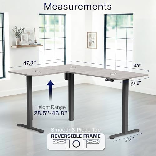 VIVO Dark Gray 63 x 47 in Corner Standing Desk, DESK-E3CTG-47
